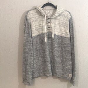 Lucky Brand Heather Blue & Cream Henley Style Hoodie size L